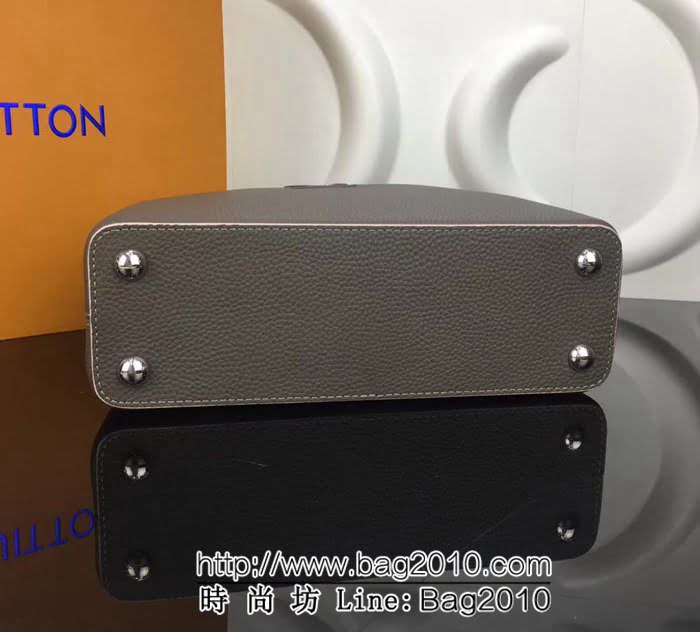 路易威登LV頂級原單M94517鐵灰粉邊經典Capucines中號牛皮手提斜挎包 YDH1697
